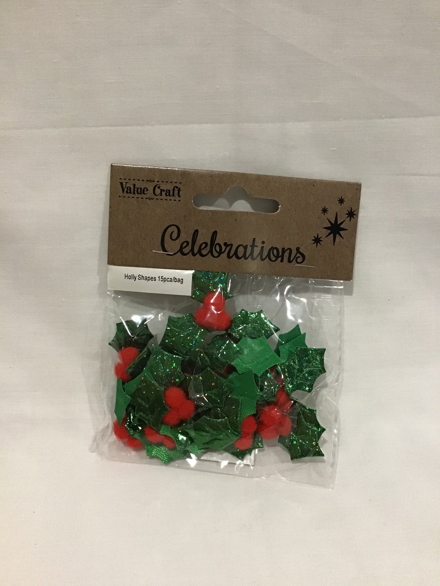 Christmas Holly Shapes - 15 pieces