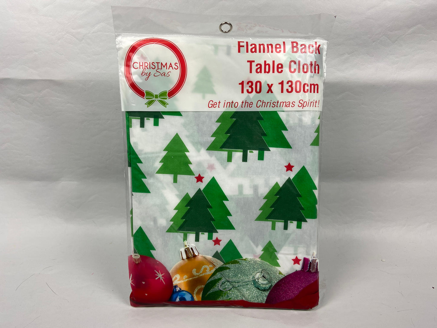 Christmas Flannel Back Table Cloth - 130cm x 130cm - Christmas Trees