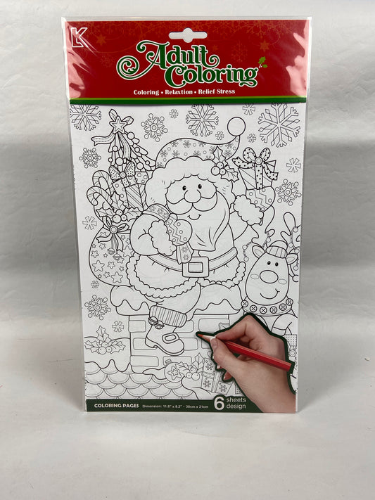 Adult Christmas Colouring Sheets - 6 designs - 30cm x 21cm