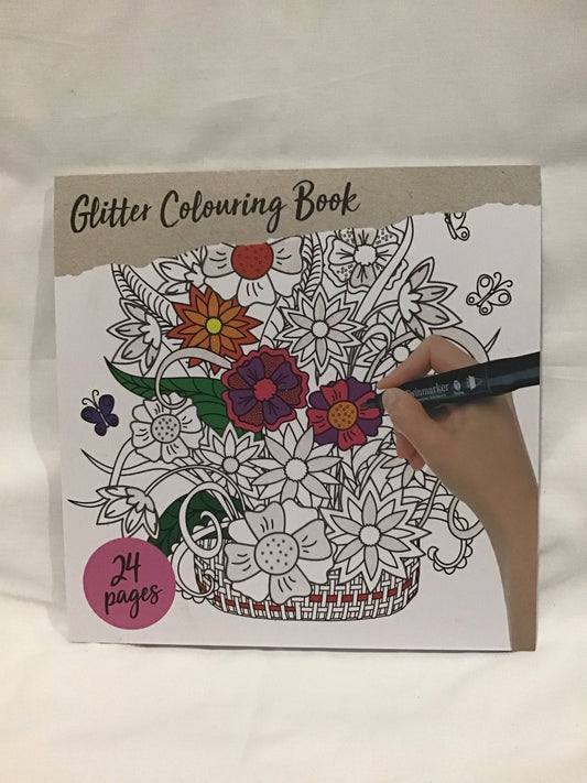 Glitter Colouring Book - Design #2 - Flowers - 24 pages