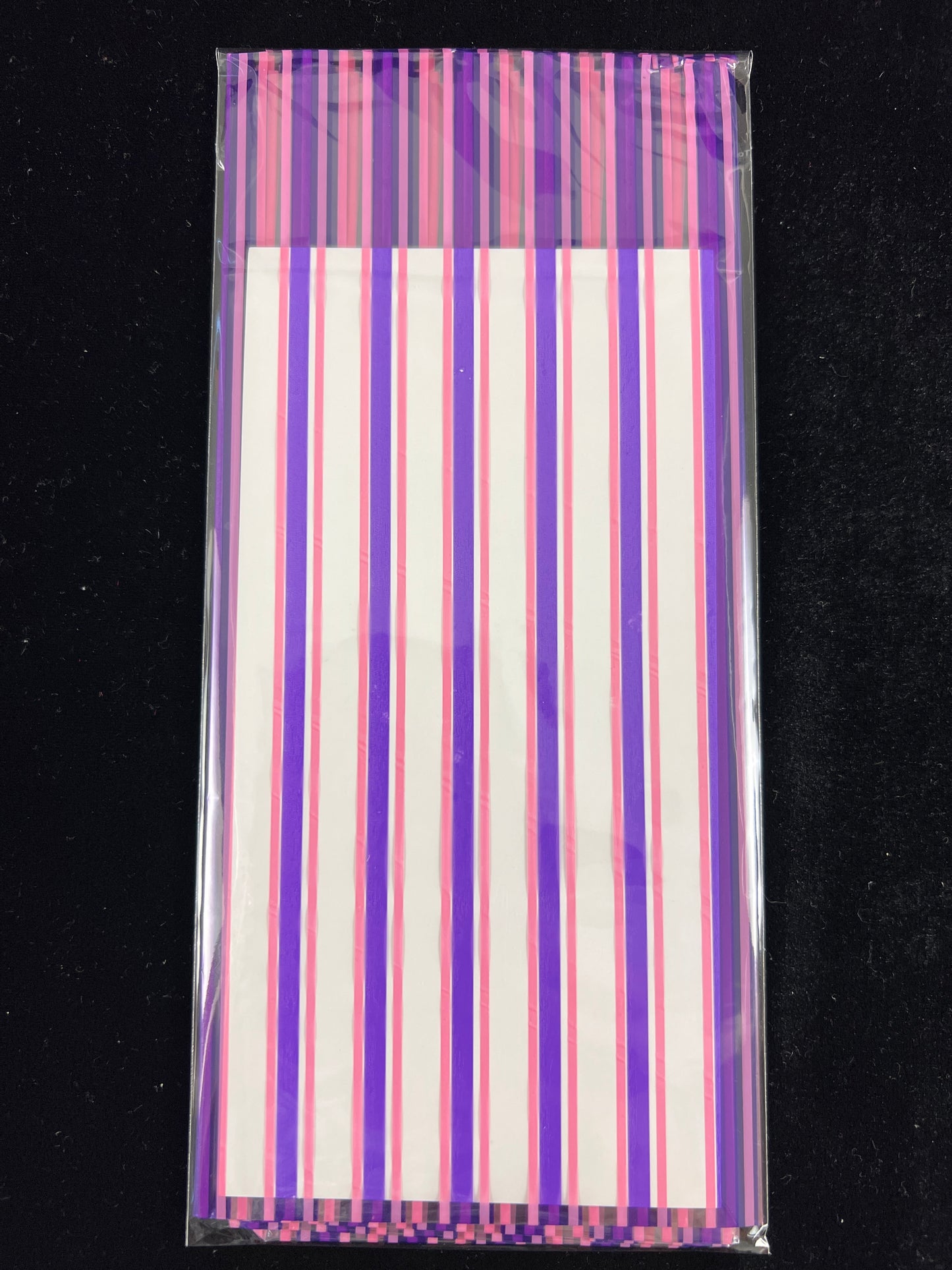 Cellophane - Clear with Pink and Purple stripes - 1 sheet - 70cm x 50cm