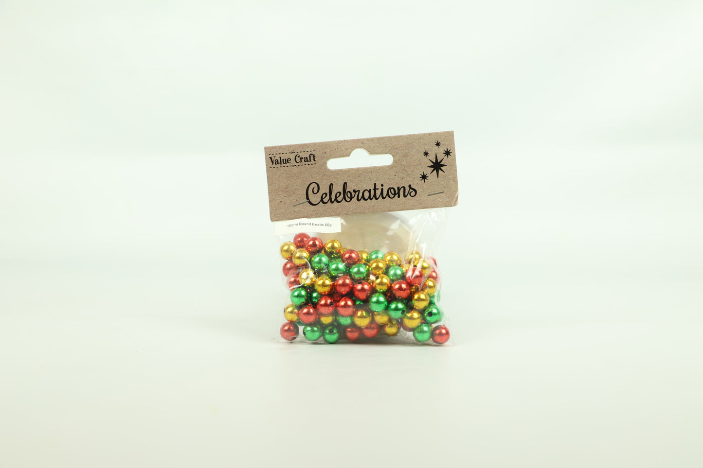 Celebrations Christmas Beads 10mm Traditional Colours 80g