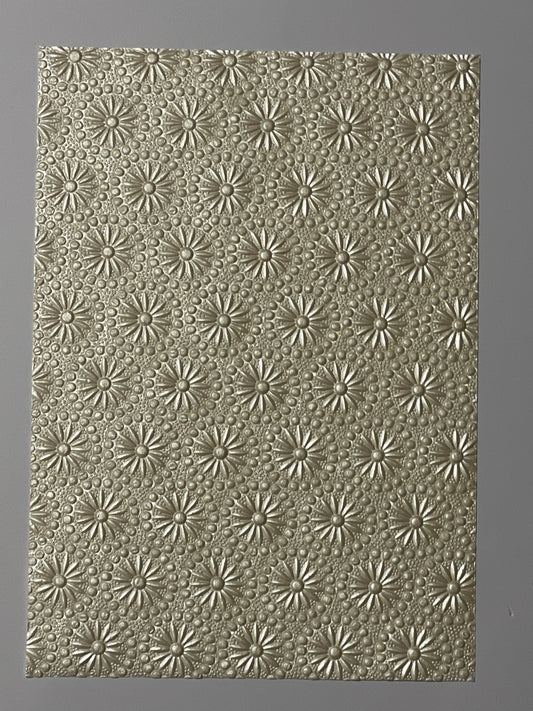 Specialty Paper 3 x Handmade A4 Cream Flower Embossed Paper