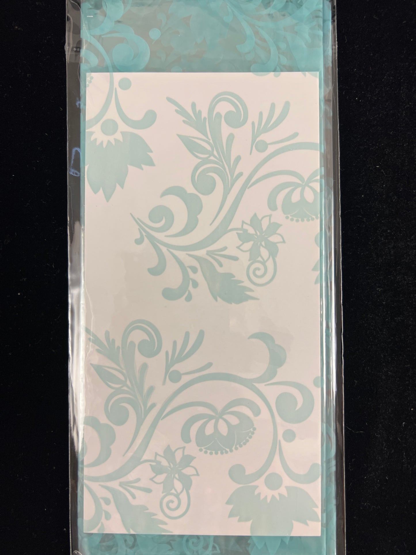 Cellophane - Clear with Aqua Floral design - 1 sheet - 70cm x 50cm