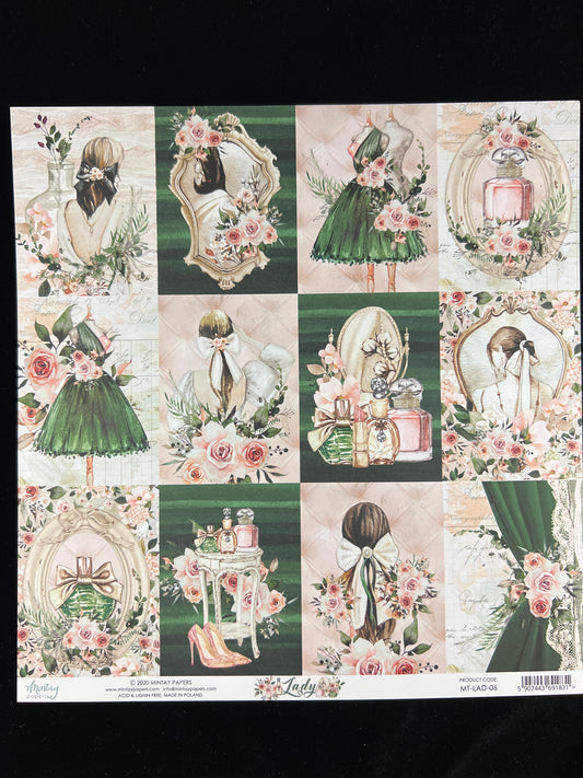 Lady - 1x Double sided sheet - 30.5x30.5cm