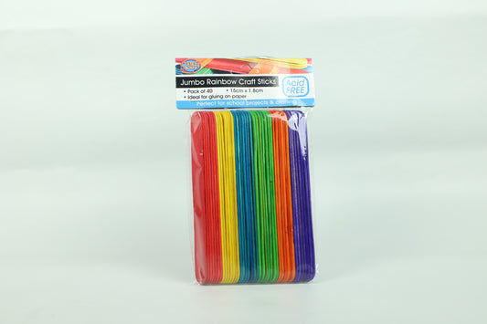 Jumbo Rainbow Craft Sticks - Pack of 40