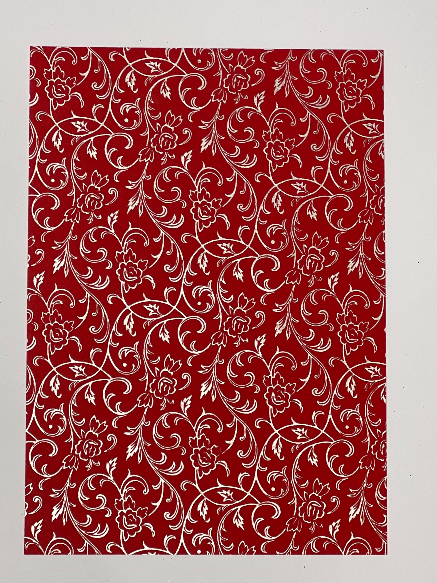 Specialty Paper 1 x  A4 Handmade (lightweight) Red/White Paisley