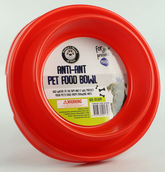 Dog Bowl - Anti Ant Food Bowl - Red - Diameter 22.5cm