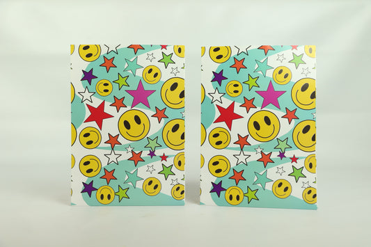 Wrapping Paper Sheets 2x Smiley Faces and Stars 70cm x 50cm