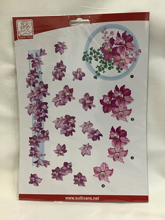 3D Die Cut Pop Out Decoupage Paper - Purple Floral Design