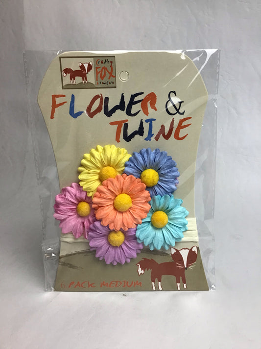 Paper Flowers and Twine - Rainbow Bright - 6 Pack - 46mm Diameter