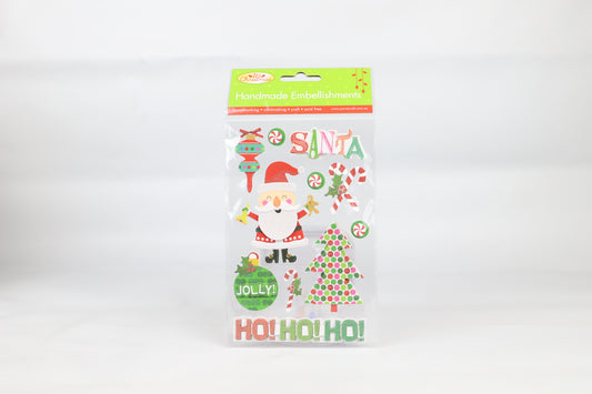 Porta Craft Handmade Embellishments - Santa Theme 11pc