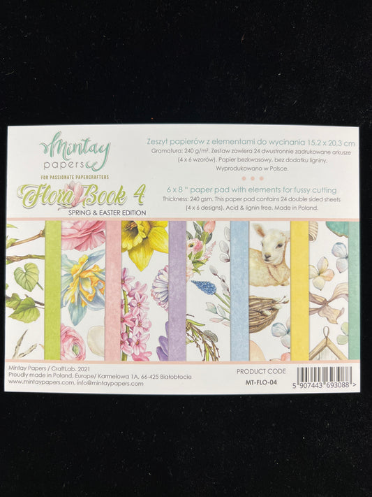 Floral Book 4 - Spring/Easter Edition - 24x Double sided sheets - 15.2x20.4cm