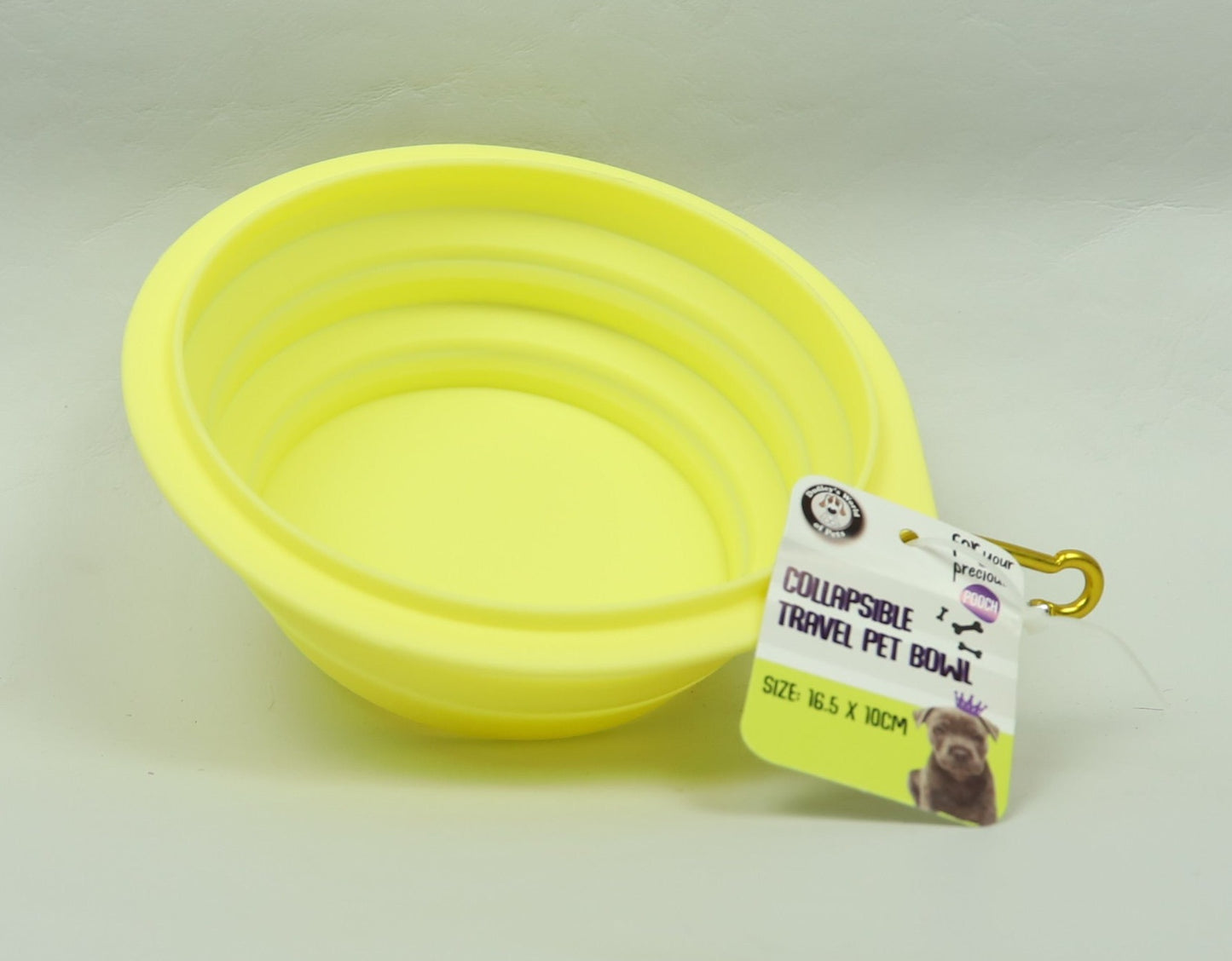 Collapsible Travel Pet Bowl- Yellow - 16.5 x 10cm