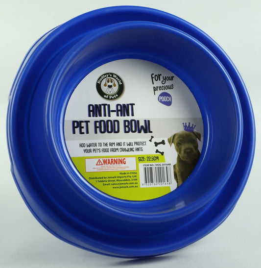 Dog Bowl - Anti Ant Food Bowl - Blue - Diameter 22.5cm