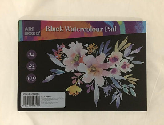 A4 Black Watercolour Pad - 20 sheets - 300 gsm